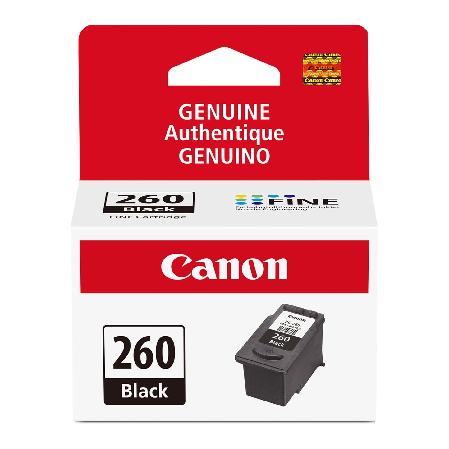 Canon PG-260 1 Count Black Ink Cartridge, Compatible with PIXMA TS5320/6420/6420a, TR7020/7020a, Genuine