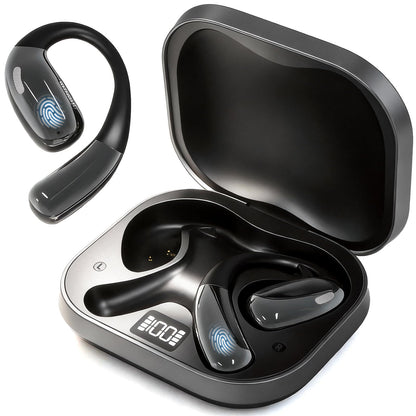 HAUSBELL Bluetooth 5.4 Q16 Earbuds Open Ear Design IPX5 Waterproof Black