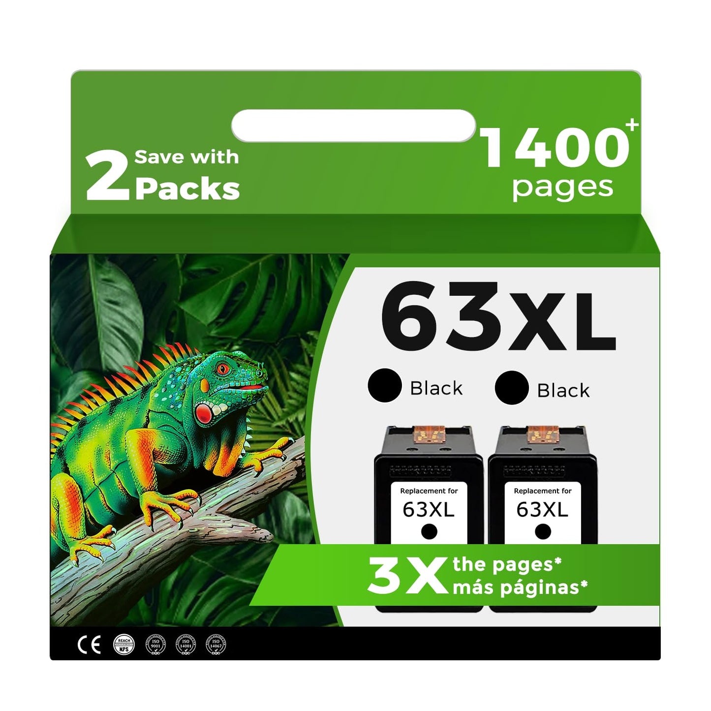 Relcolor 63XL Black Ink Cartridge Remanufactured for HP 63 XL Compatible Printers