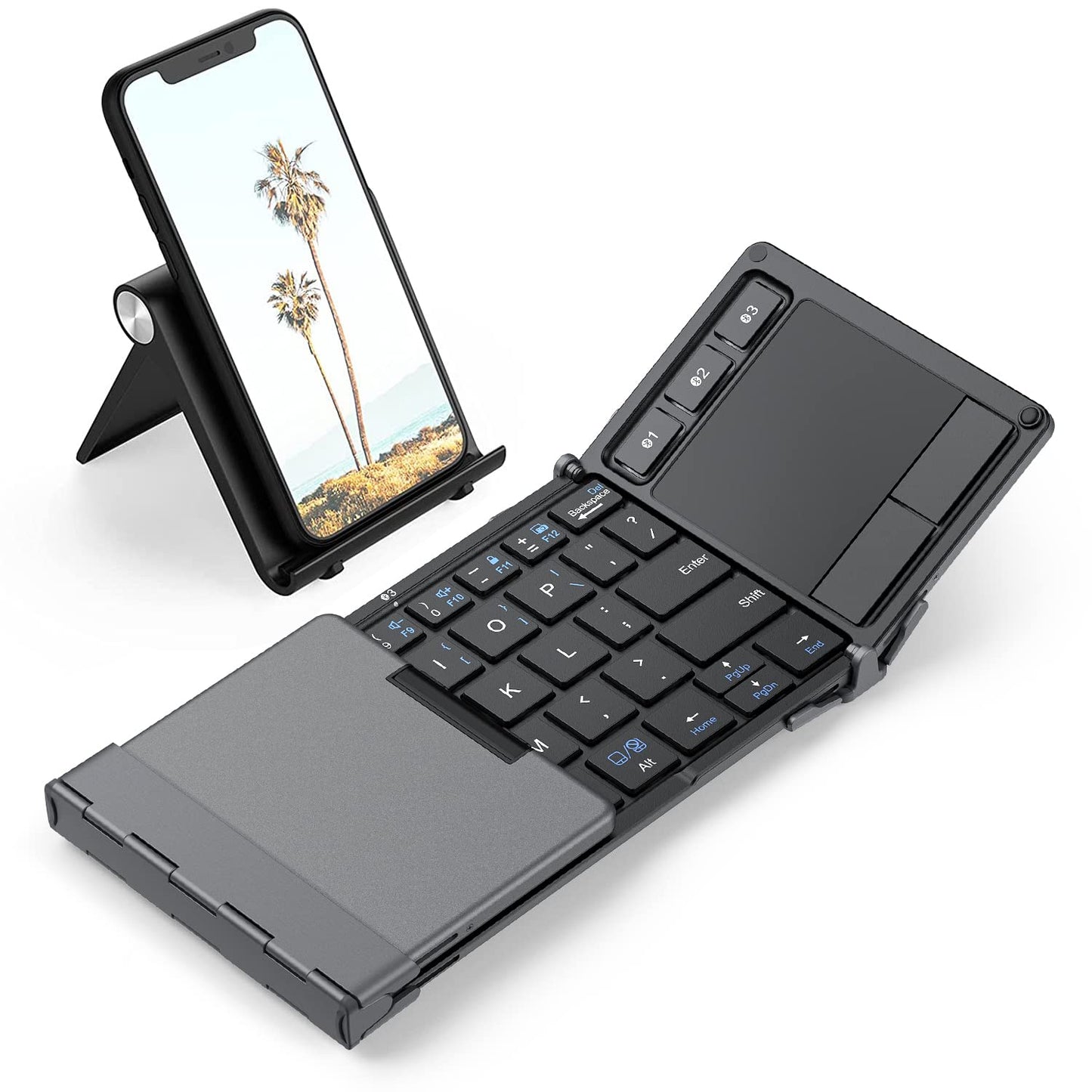 iClever 65-Key IC-BK08 Bluetooth Keyboard, Portable Foldable Design, Touchpad, Multi-Device Connectivity