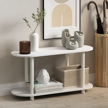 Furinno 4-Tier Oval Shelf RL22085PWHVPWH Floor Mount Display and Storage Unit