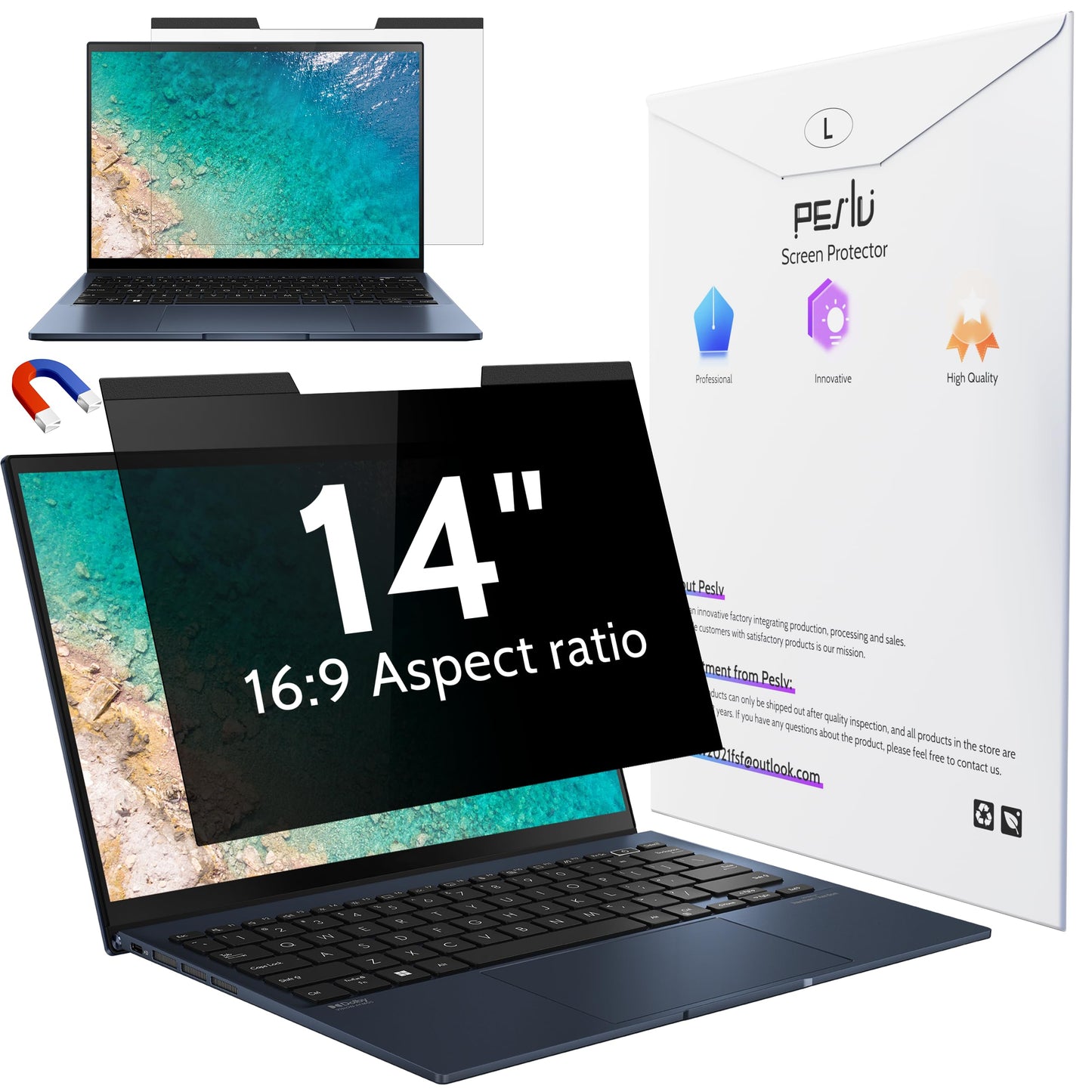 Peslv 14 Inch Magnetic Laptop Privacy Screen pes-cxfk14 16:9 Anti-Glare Filter