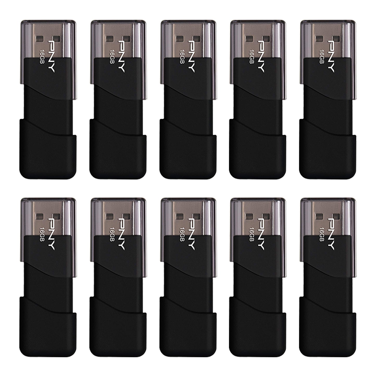 PNY 16GB P-FD16GX10ATT03-MP Flash Drive USB 2.0 Mobility Pack of 10