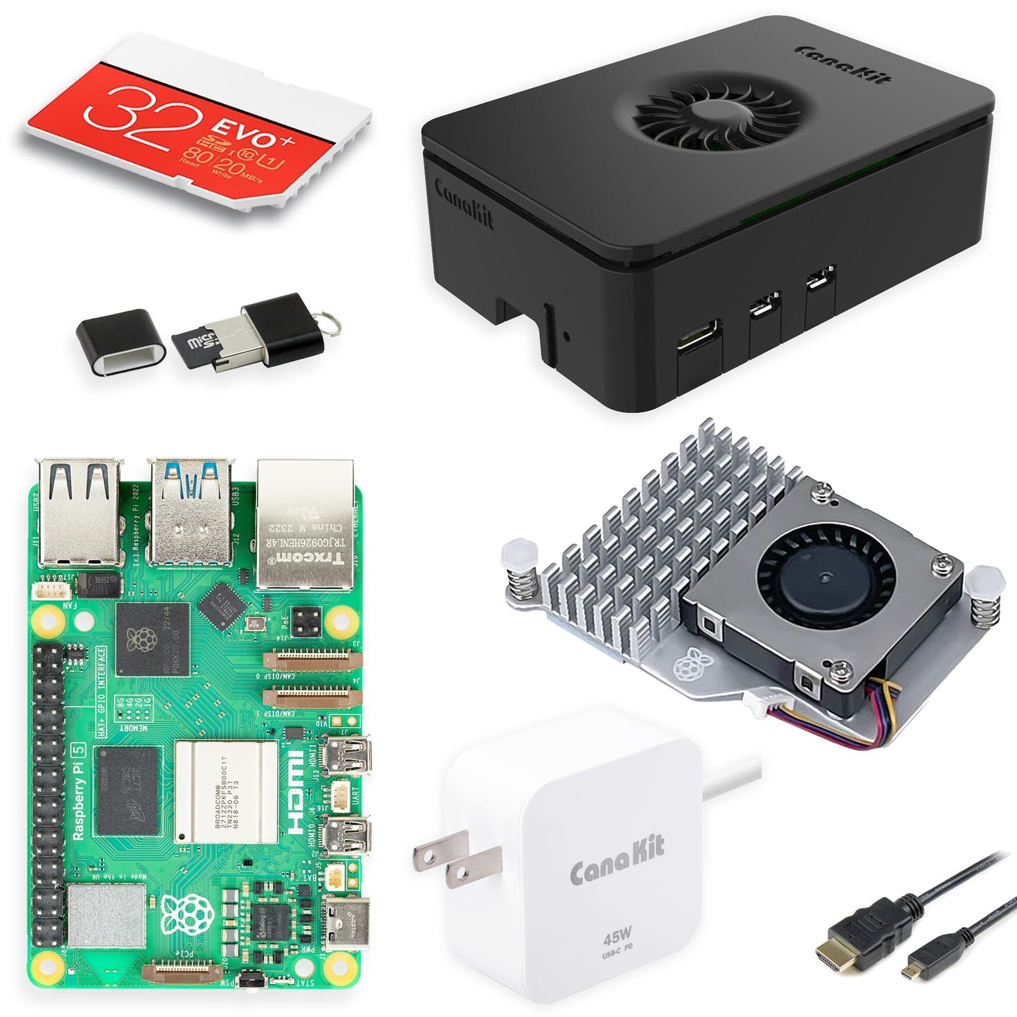 CanaKit 8GB Raspberry Pi 5 Model B 32GB MicroSD LPDDR4 HDMI Single Board Computer