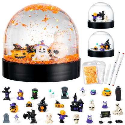 HoniedPepperino 44Pcs HP-Halloween-Snow Globe Kit Resin Craft Set