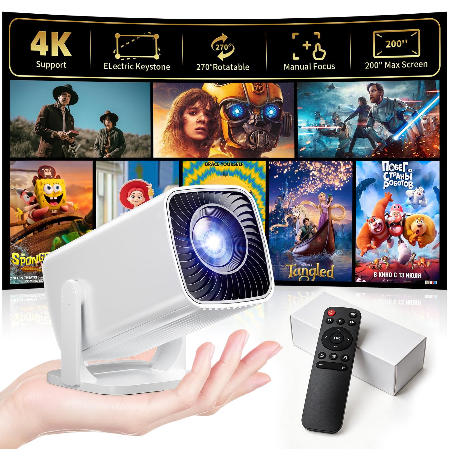 Sainyer Portable Mini Projector Q100 1920 x 1080 1500 Lumen LCD