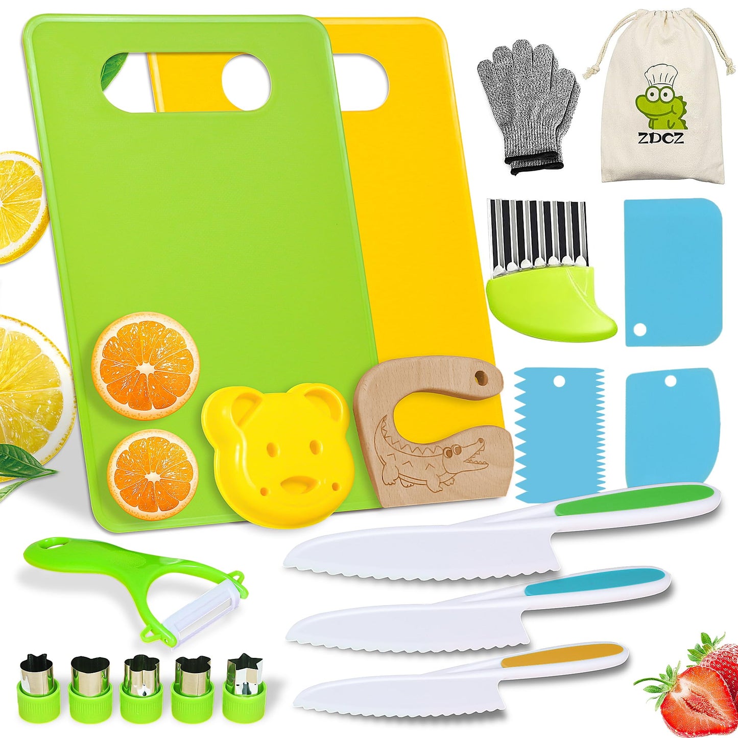 ZDCZ Child-Size ZDCZ KIDS KITCHEN SET 20 PCS Kitchen Set - Safe Cooking Tools for Ages 48-144 Months