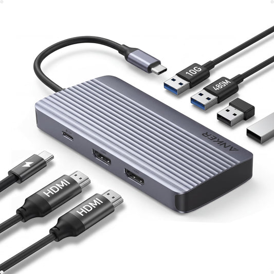 Anker 7-in-1 USB-C Hub A8374 10Gbps Data Transfer Dual HDMI 85W Output USB Type-C