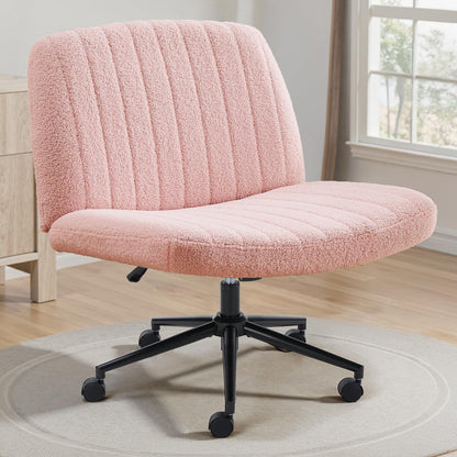 OLIXIS Criss Cross Chair 7262V2-TDPK Ergonomic Indoor Wide Seat Adjustable Rolling Armless Soft Fabric