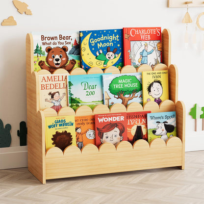 SpaceAid 3-Tier Wooden Bookshelf 62MTSJ-01K-3N Floor Mount Natural Finish