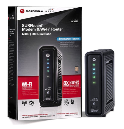 Motorola SBG6580 DOCSIS 3.0 Cable Modem Wi-Fi N300 Dual Band Router Black