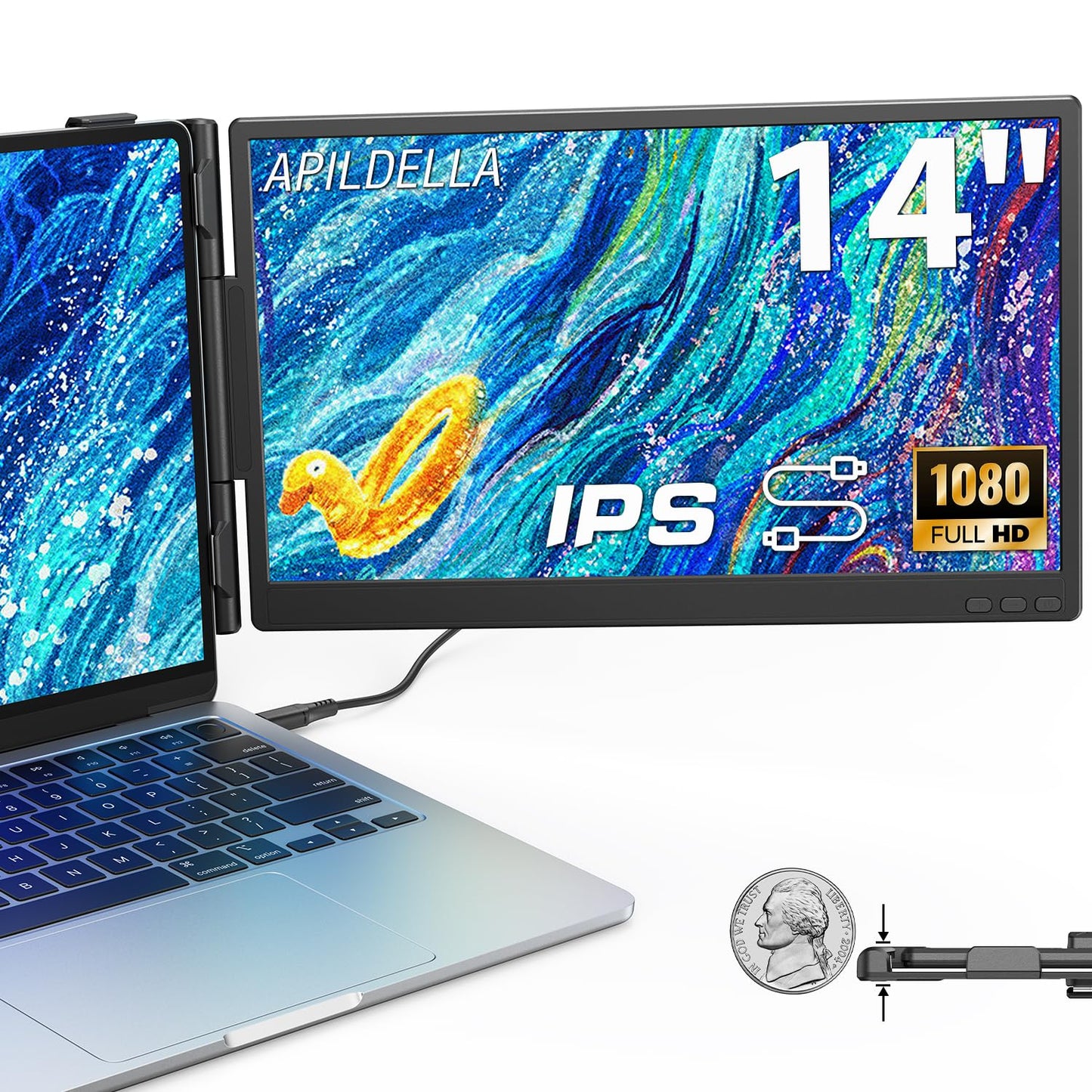 APILDELLA 14 Inches A4 1920x1080 60Hz IPS LCD Monitor