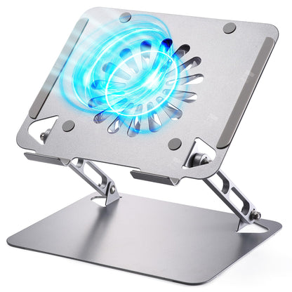 SOUNDANCE Laptop Cooling Stand LS3 Ventilated Aluminum Pad with Adjustable Height 10.4" x 8.85" x 1.57" 1 Fan Silver