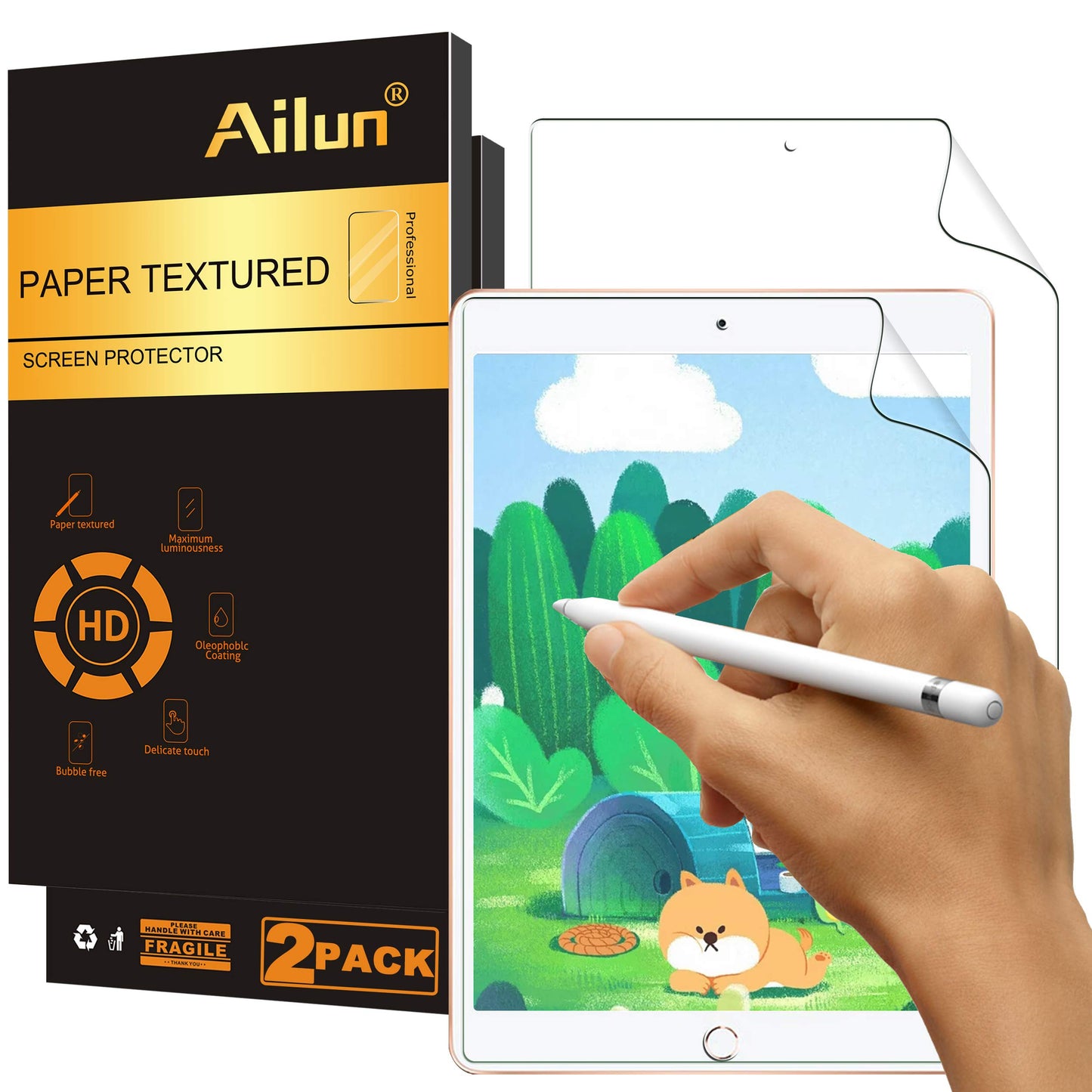 Ailun 10.2-Inch iPad 9/8/7 Screen Protector Anti Glare Matte 3H Hardness 2-Pack