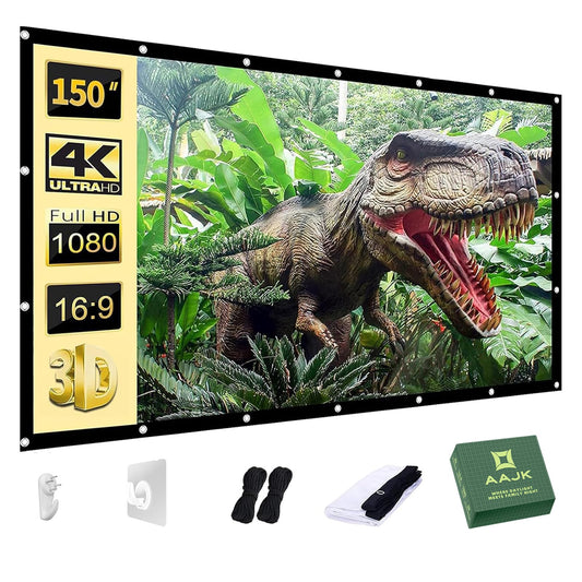 AAJK 150 Inch 150 White Manual Projection Screen 16:9 Matte Polyester