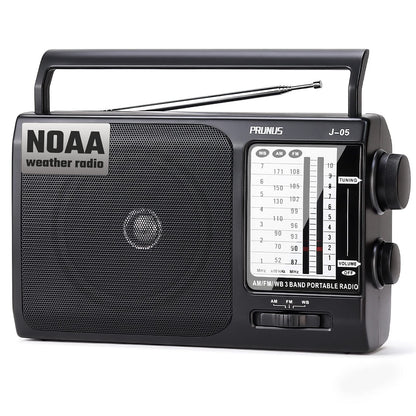 PRUNUS 9.17" J05 Analog Portable Battery Powered AM/FM/Weather Radio