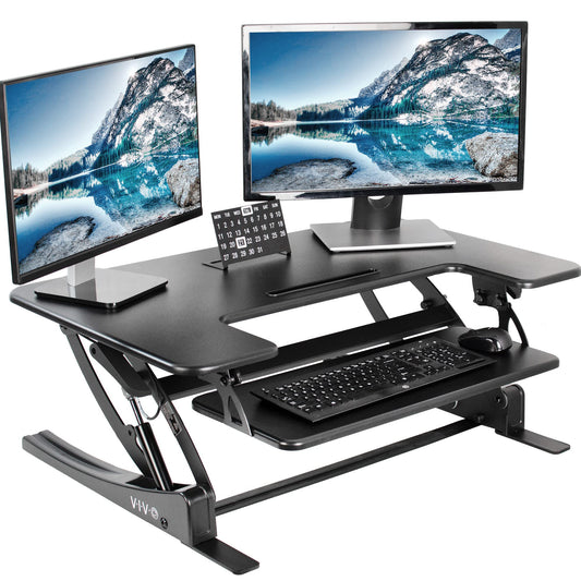 VIVO 36" DESK-V000V Alloy Steel Dual Tier Height Adjustable Computer Desk Workstation