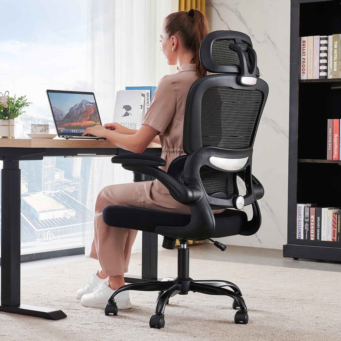 TRALT 1 Count YX001-1 Ergonomic Office Chair 330 lbs Load Capacity Indoor Use Black