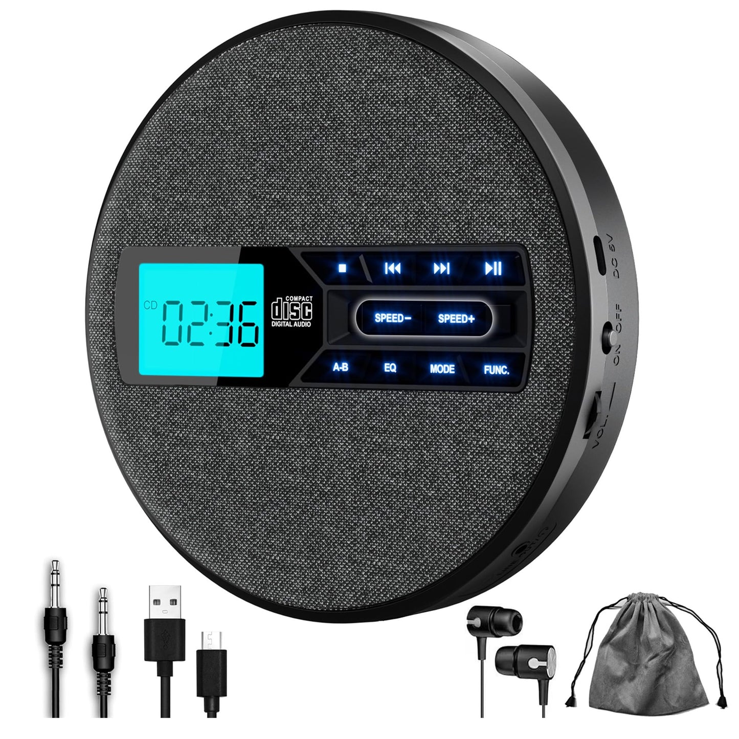 M-Amazup 1 Disc C-07 Black Portable CD Player with LCD Display
