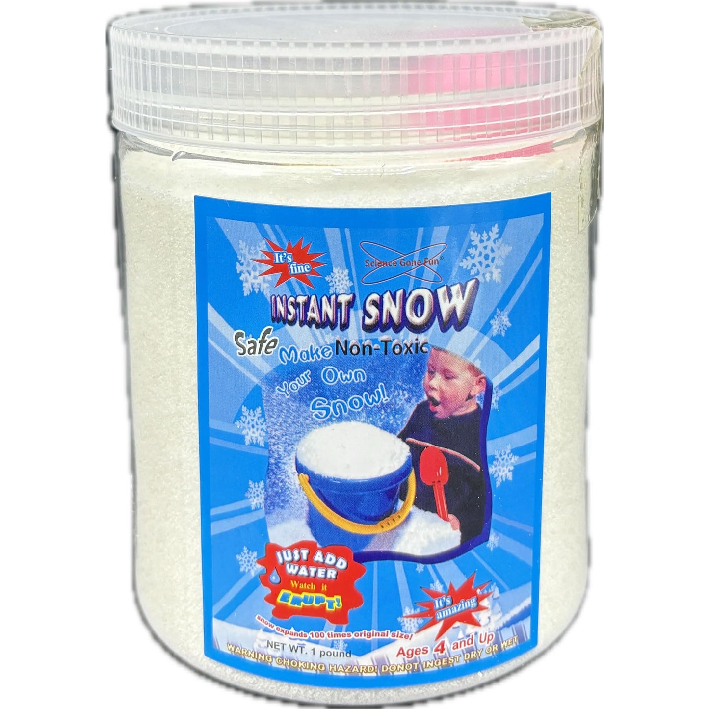 Science Gone Fun 1LB-SNOW Instant Snow Powder 1-Pound Sodium Polyacrylate Educational STEM Kit
