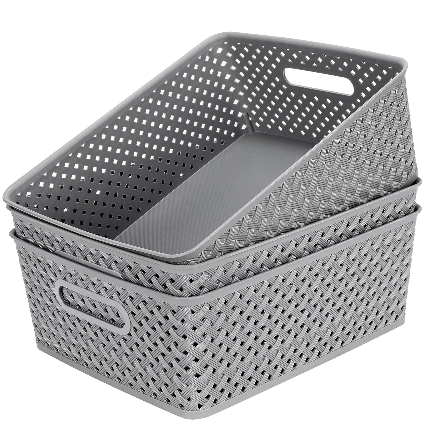 MaxGear 3 Piece Plastic Basket Storage Set Model MaxGear-plastic-basket-3pack-large
