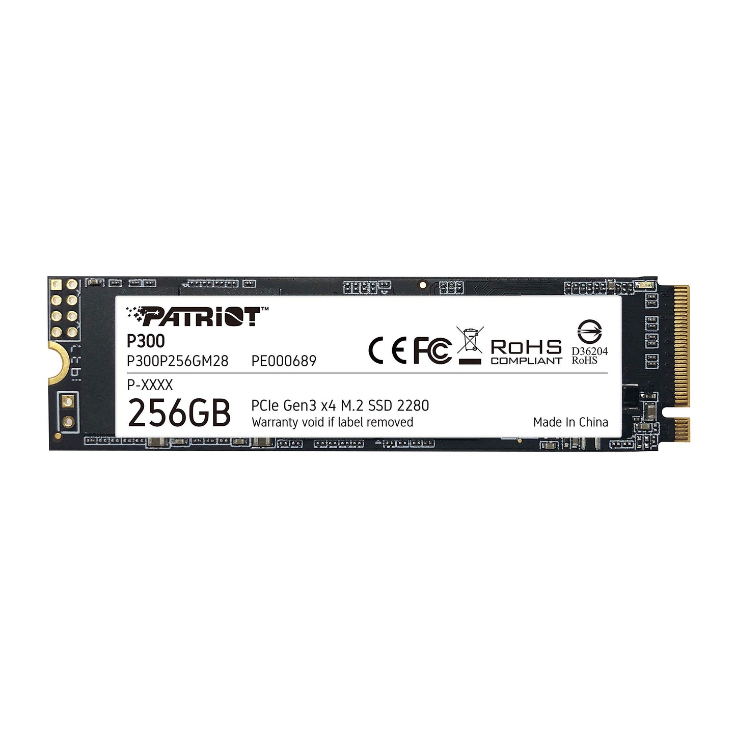 Patriot 256GB P300P256GM28 Internal Solid State Drive, NVMe, PCIe 3.0 x4, Black