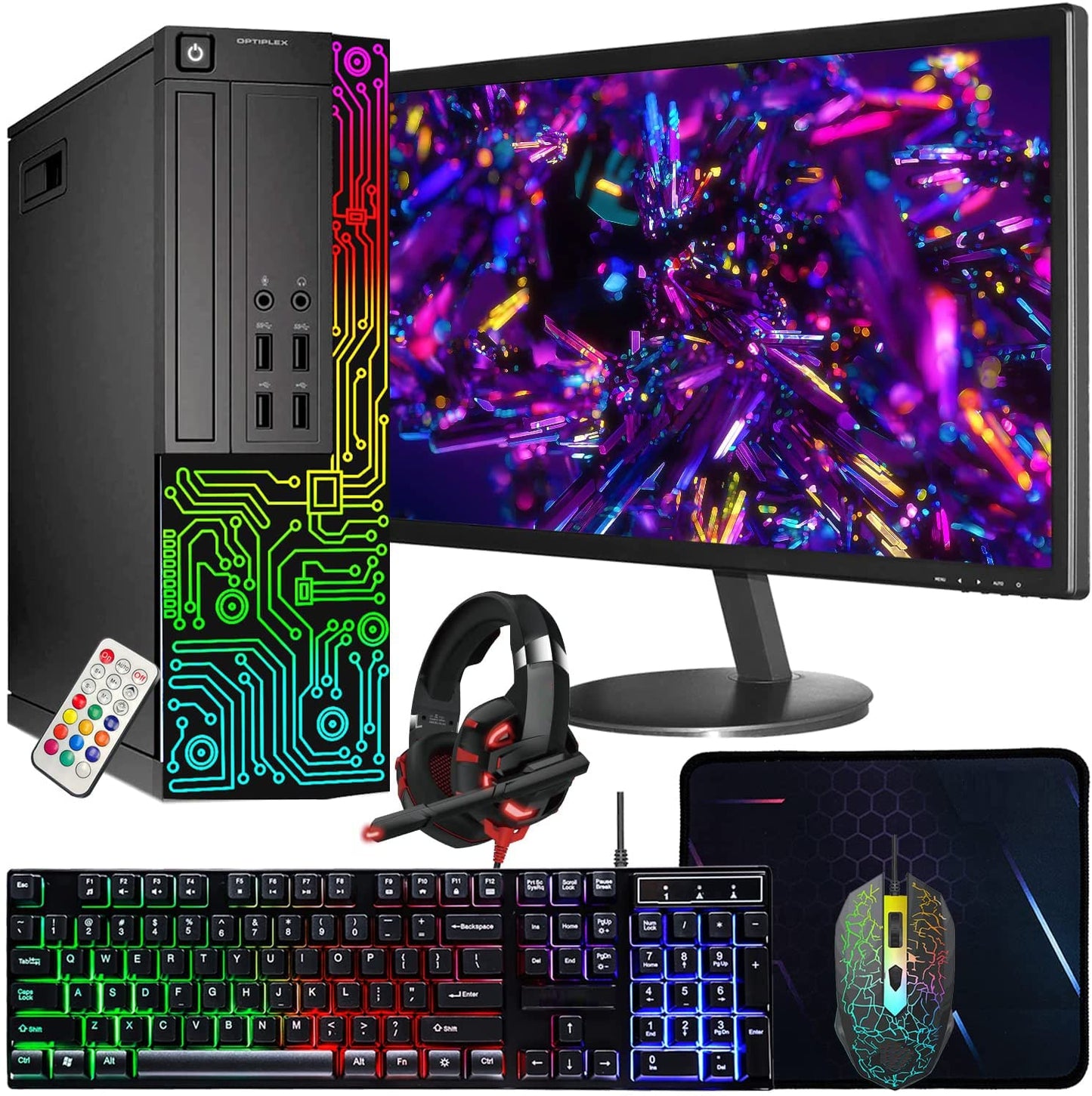 Dell OptiPlex Desktop Computer | Intel Core i5 (3.2GHz) | 16GB DDR3 RAM | 512GB Solid State Drive | 24 Inch LCD Monitor | Windows 11 Pro | Black