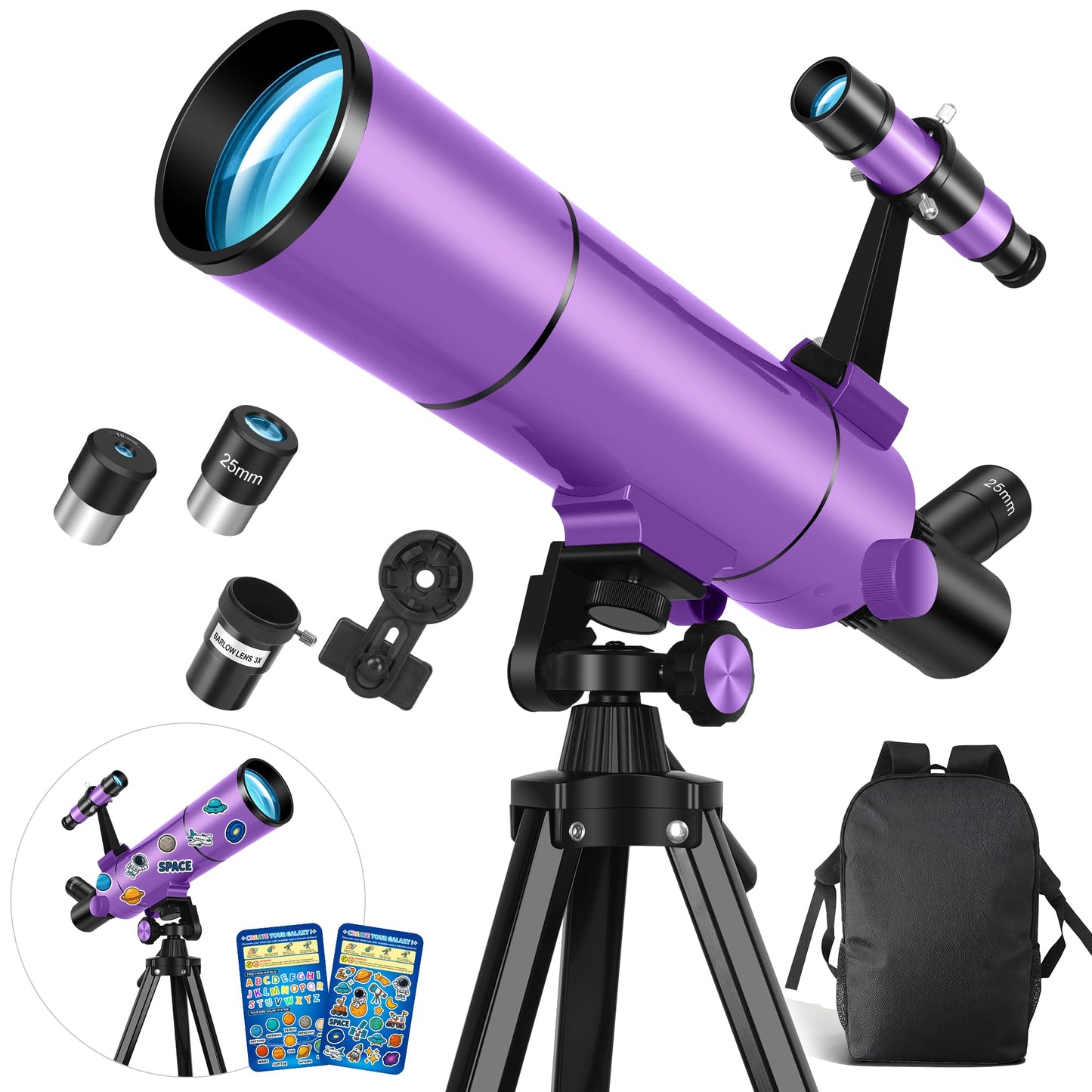Dianfan 80mm 500mm DIANFAN-80500-P Manual Focus Telescope with Altazimuth Mount