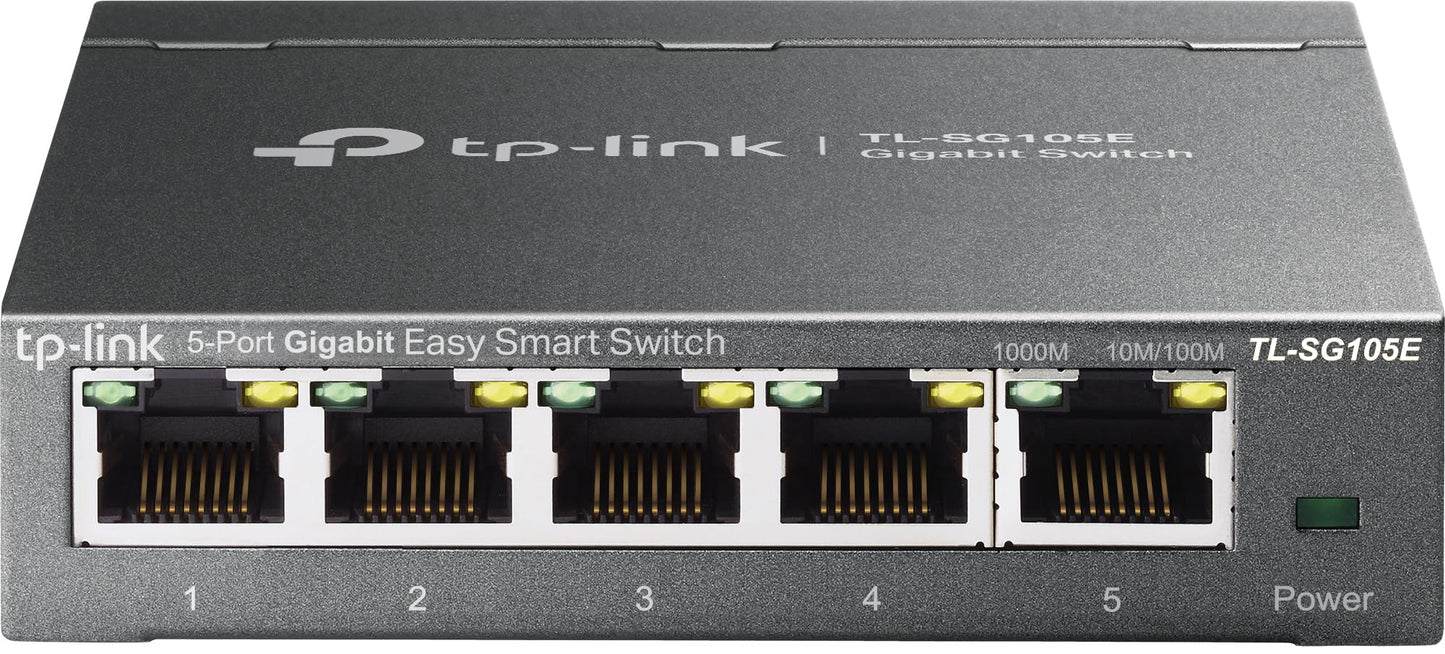 TP-Link TL-SG105E 5-Port Gigabit Ethernet Switch, Desktop, Black, Network Management Interface