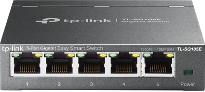 TP-Link TL-SG105E 5-Port Gigabit Ethernet Switch, Desktop, Black, Network Management Interface