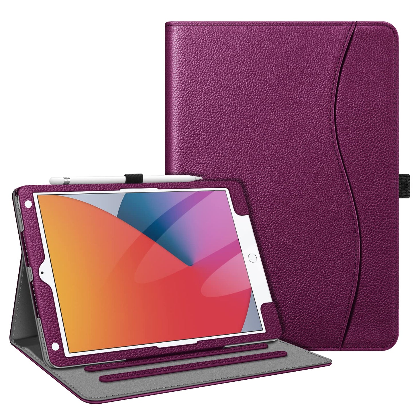 FINTIE Case for iPad 10.2 Inch (Model: EPAK045US) - Purple - Hard Enclosure - Multi-Angle Viewing - Adjustable Stand - Auto Sleep/Wake - Card Slots