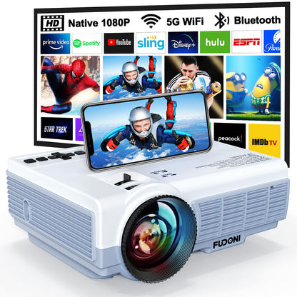 FUDONI Portable P1 Projector 1080P 18000L LCD