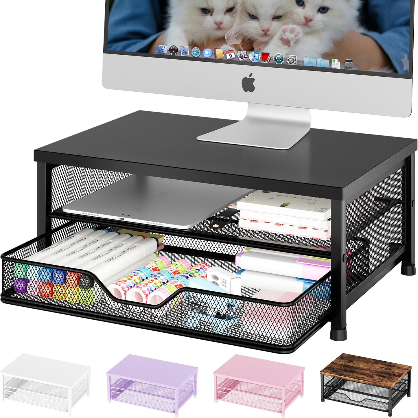 OPNICE 14 x 9.1 x 5.6 inches Computer Monitor Stand with Drawer