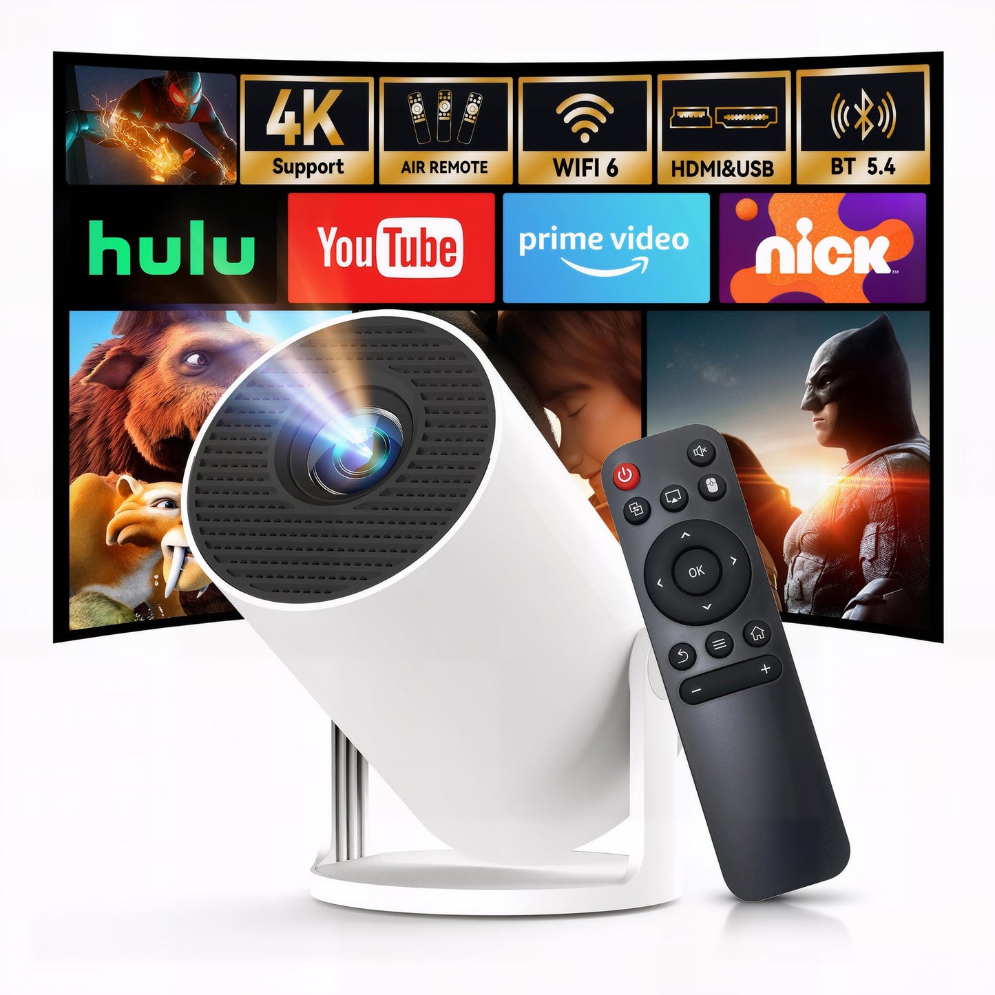 WEMI 4K X1BQ 1280x720 LCD Portable Projector 300 ANSI Lumens