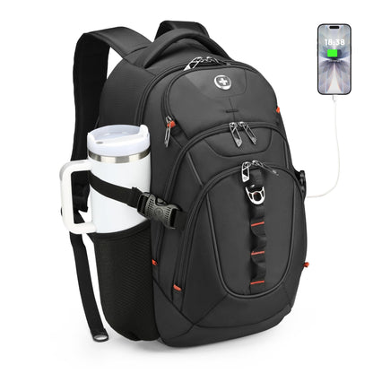 Swissdigital Black Laptop Backpack for Adults, Model SD803-01, Fits 15.6" Devices, 31L Capacity