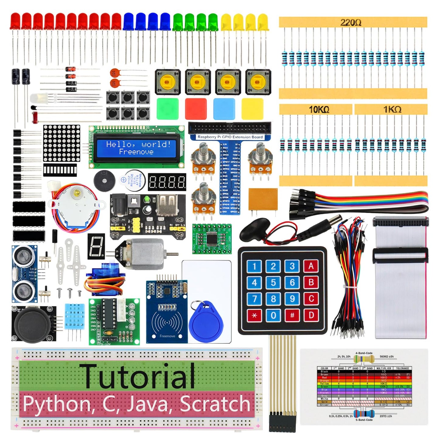 Freenove RFID Starter Kit, 204 Items, Raspberry Pi Compatible Models: 5, 400, 4B, 3B+, 3B, 3A+, 2B, 1B+, 1A+, Zero 2 W, Zero W, Zero