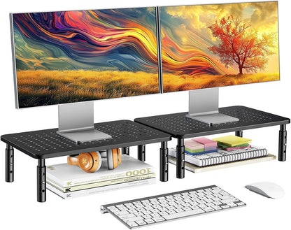 HUANUO 2 Count HNLL3K2 Adjustable Height Monitor Stand for 2 Monitors