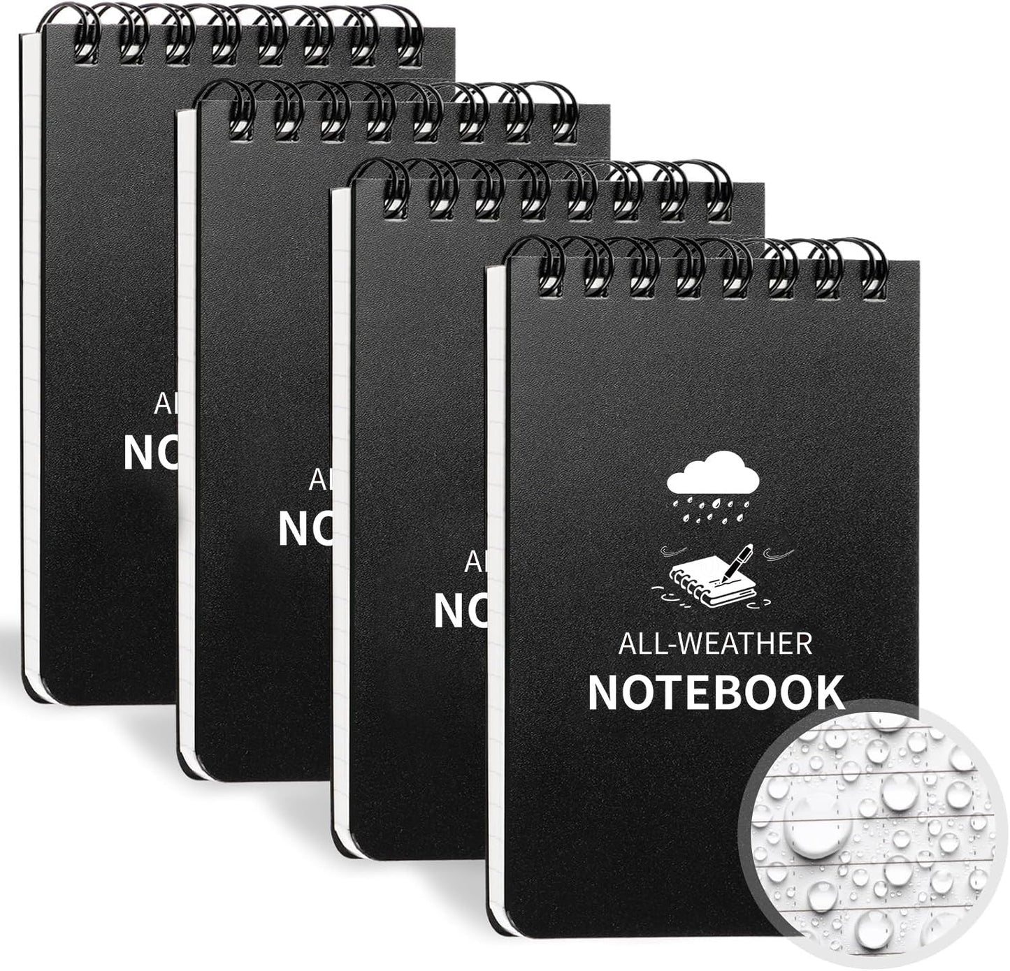 Juehuodaji 4.0 Count Waterproof Notebook System, 3" x 5" Pocket-Sized Format, All-Weather Utility Notepad