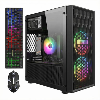 STGAubron Tower Computer ABR1722, AMD Ryzen 5 5500, 3.6GHz Max, GeForce RTX 3050 6G, 16GB DDR4, 512GB SSD, WiFi 6, Bluetooth 5.2, Windows 11 Home