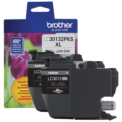 Brother Genuine LC30132PKS Black Ink Cartridges 2-Pack, High Yield, Compatible Inkjet Printers