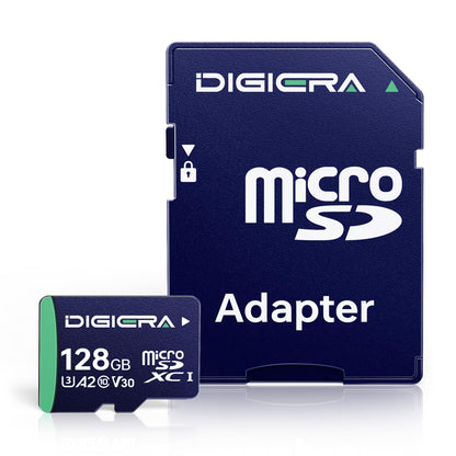 DIGIERA 128GB DGCT100 Micro SDXC Memory Card - Up to 100MB/s Read, 40MB/s Write, Class 10, V30