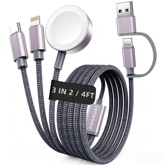 Amasuki 4Feet AK05 USB Type A/C Multi Charging Cable for Apple and Android Devices