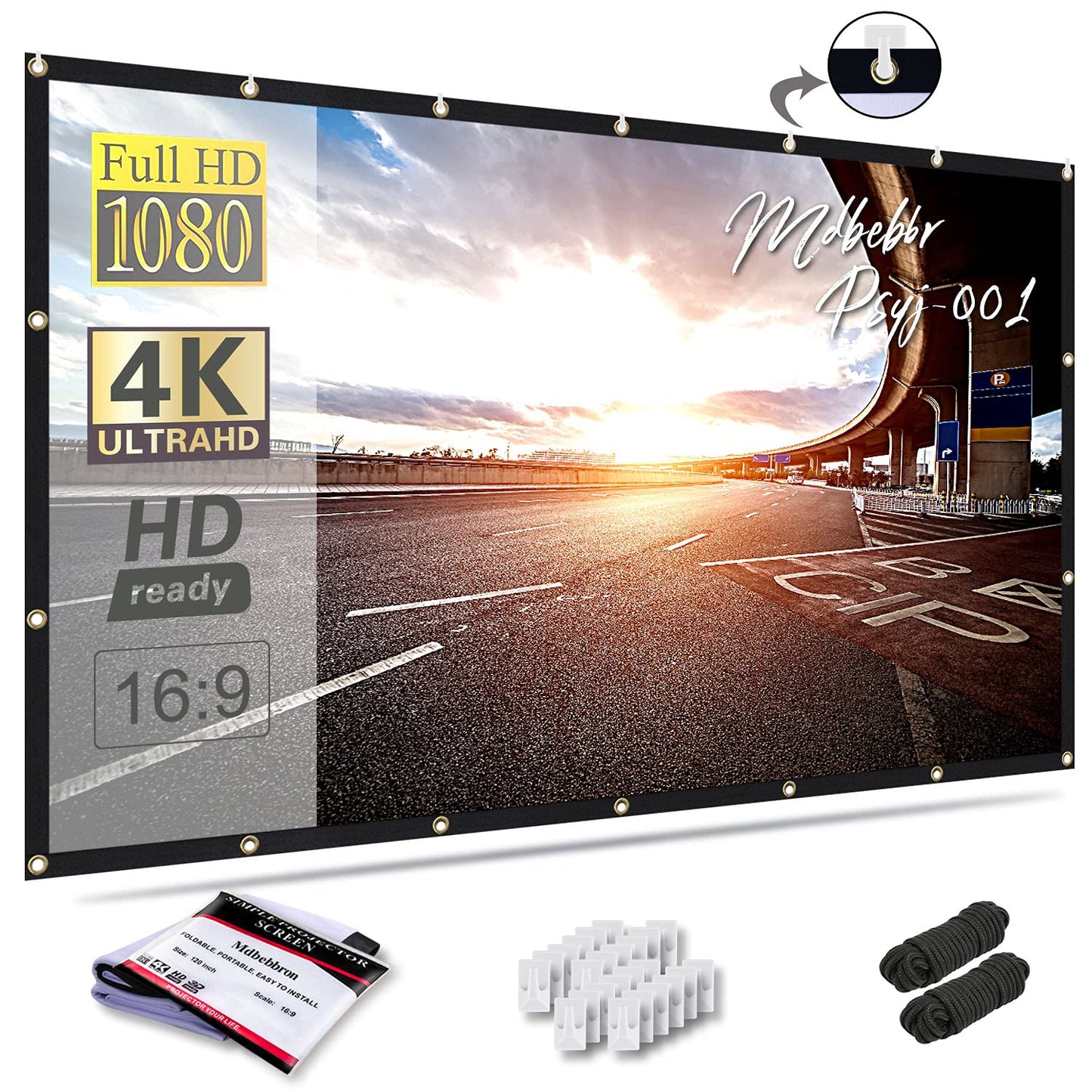 Mdbebbron 120 Inch 1 Manual Matte Wall Mount Projector Screen
