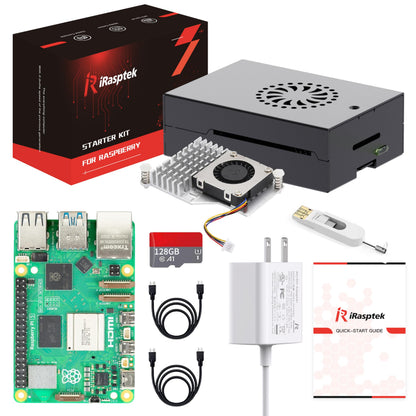 iRasptek 8GB 128GB Pi5 Starter Kit Linux Windows Pre-Installed