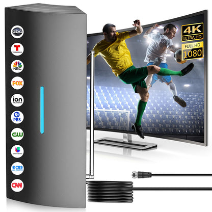 Qboy Indoor TV Antenna 1000 Miles Range 17 Ohm Black