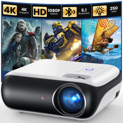 HAPPRUN 9.3" x 8.1" x 3.5" H1 1920x1080 70W LCD Portable Projector