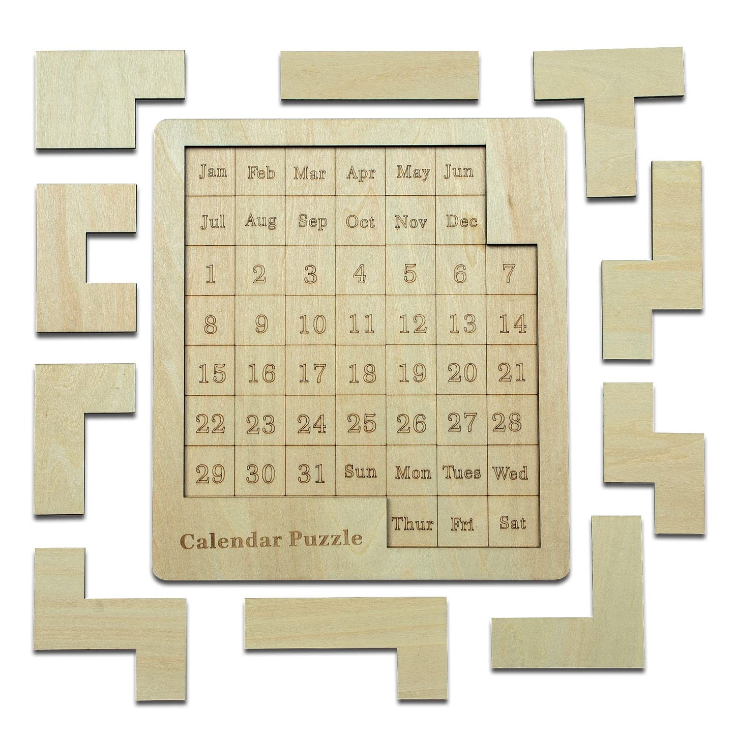 XHDAI 9.8 x 7.8 inch Wooden Calendar Puzzle Model# B09N8L8Z66