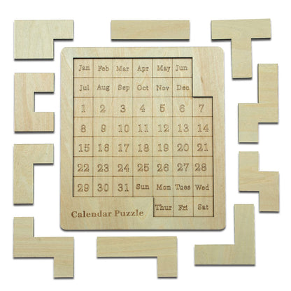 XHDAI 9.8 x 7.8 inch Wooden Calendar Puzzle Model# B09N8L8Z66