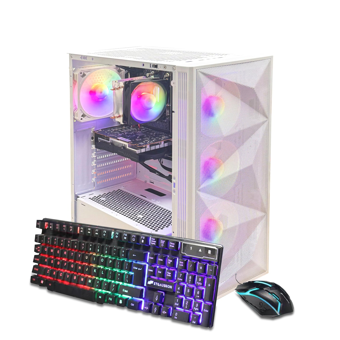 STGAubron White Tower Computer ABR1722 AMD Ryzen 5 5600GT 16GB DDR4 1TB SSD 1920x1080 60Hz