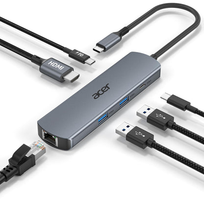 Acer 5.28" L x 1.38" W x 0.55" H ODK5D0 USB C Hub USB 3.0 to HDMI 4K Ethernet Ethernet Port Multiport Adapter